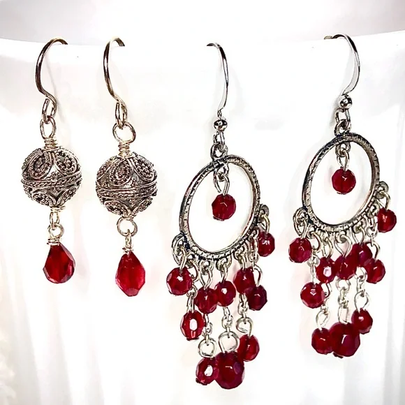 DONATED Liz Claiborne Silver Drop & Chandelier Western Beaded Earrings - Picture 1 of 5